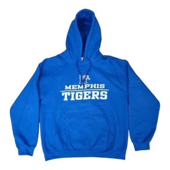 Memphis Tigers Blue Hoodie Size M Great Condition 50/50 Heavy Blend - Picture 1 of 5